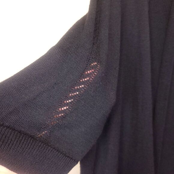 NWT Jones New York Black Knit Open Front Short Sleeve Cardigan Shrug Size Large - Picture 7 of 8
